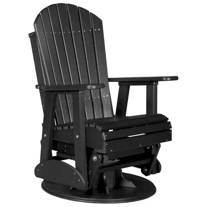 All-Weather Poly Lumber Adirondack Swivel Glider  Durable Outdoor Rocking Chair with Smooth Rotation
