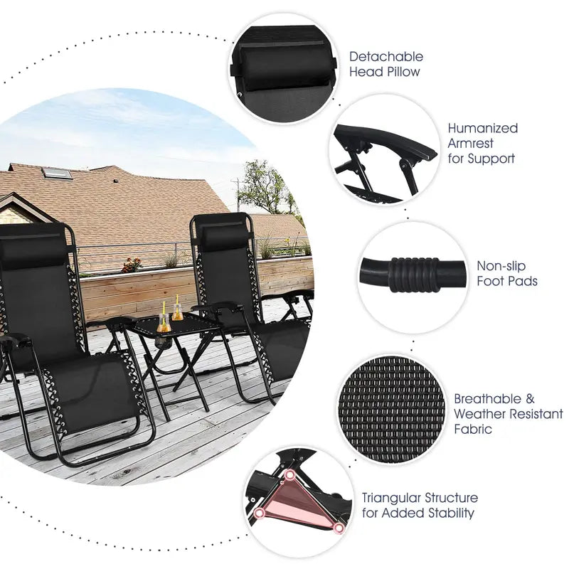 Zero Gravity Recliner Chair Set  Dual Lounge Chairs with Ergonomic Support and Footrests