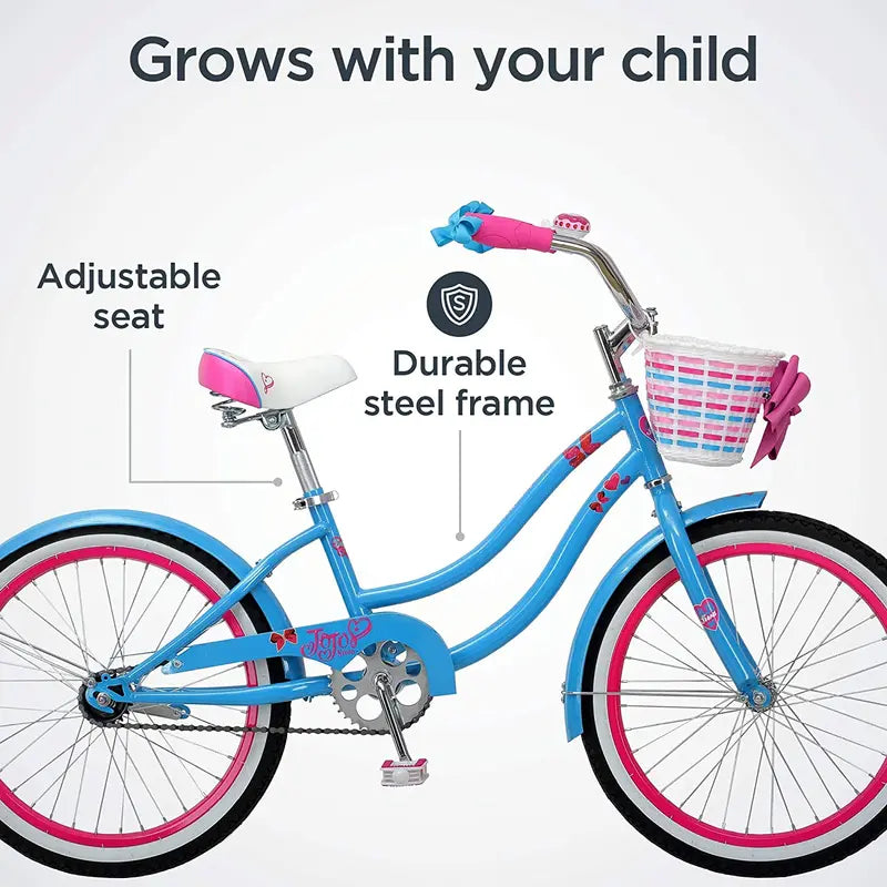 Nickelodeon JoJo Siwa Girls’ Cruiser Bike  20-Inch Light Blue & Pink Design