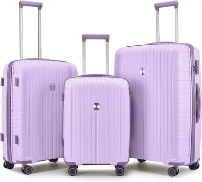 Lightweight 5-Piece PP Hardshell Carry-On Luggage Set  Dual Spinner Wheels & TSA Lock Travel Suitcases