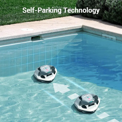 Cordless Robotic Pool Vacuum  90-Minute Runtime, LED Status Indicator & Self-Parking Feature for Flat Above-Ground or Inground Pools up to 40 Feet