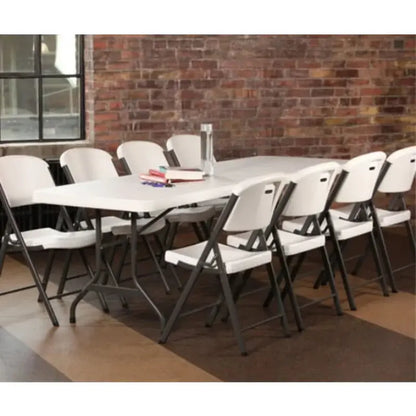 Lifetime Heavy-Duty 8′ Folding Table in White Granite  Commercial-Grade Design (22980)