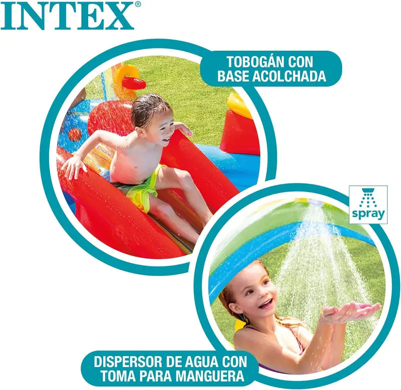 Intex Jungle Adventure Inflatable Play Center  96″ x 78″ x 28″ Kiddie Splash Pool with Water Slide for Toddlers & Backyard Fun