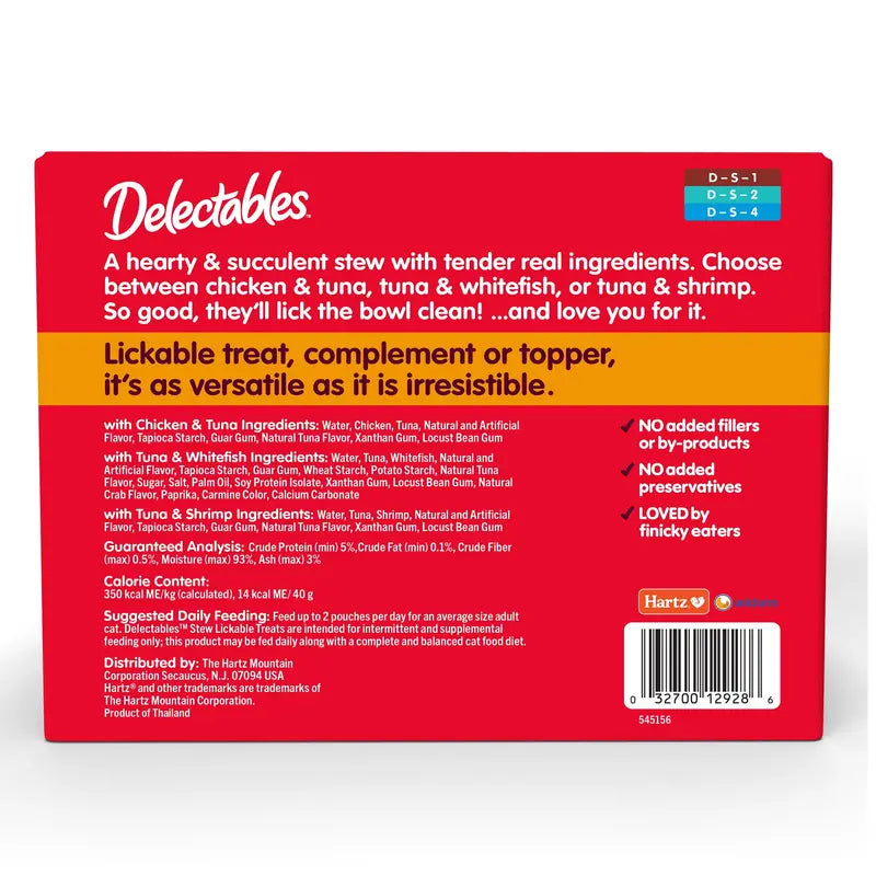 Hartz Delectables Stew Lickable Wet Cat Treats Variety Pack, 30 Count