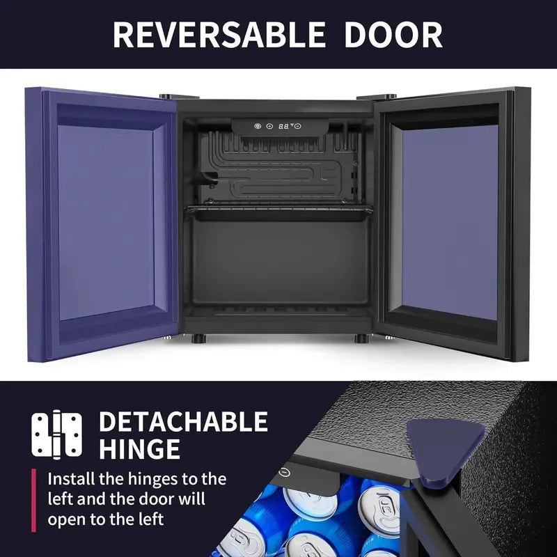 126-Can Beverage Refrigerator Cooler  Glass-Door Mini Fridge for Soda, Beer & Wine  Silver with Adjustable Shelves