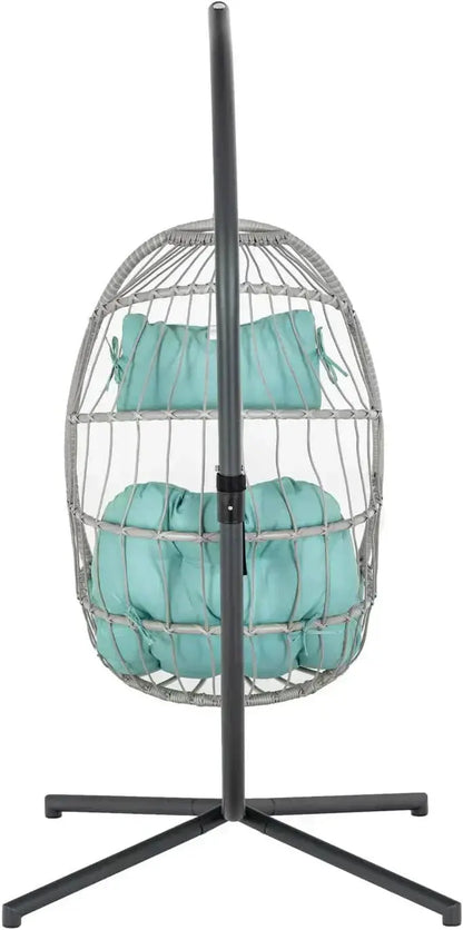 Yechen All-Weather Wicker Egg Hanging Chair with Stand — Indoor/Outdoor Swinging Seat