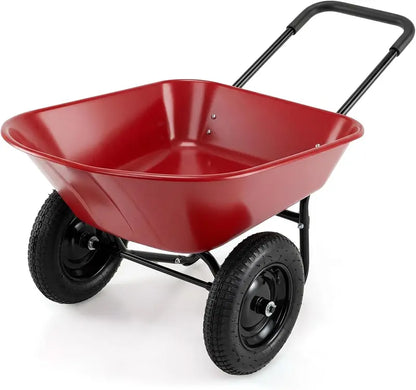 Dual-Wheel Heavy-Duty Garden Utility Cart  330-Pound Capacity All-Terrain Wheelbarrow