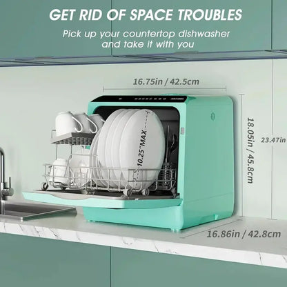 AIRMSEN Mini Tabletop Dishwasher with 5 Wash Programs and Space-Saving Footprint