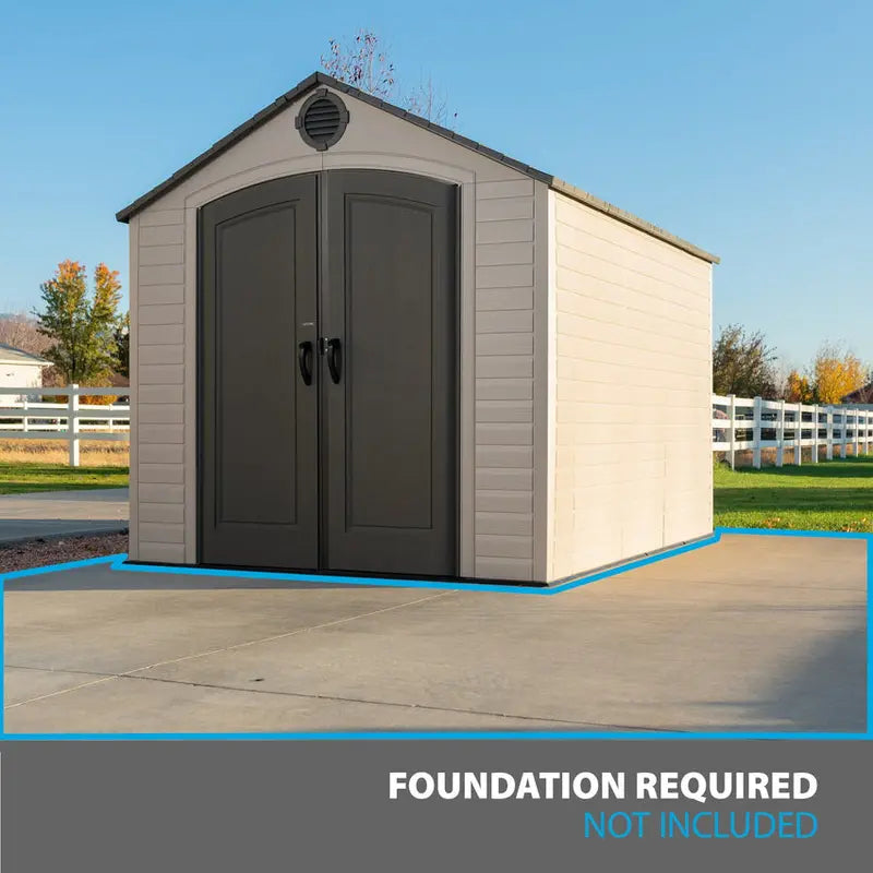 Lifetime 8′ x 10′ Outdoor Storage Shed  Durable Polyethylene Structure with Lockable Door