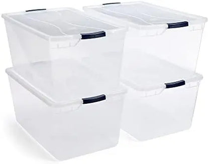 Rubbermaid CleverStore 95 Qt Clear Storage Bins  4-Pack, Stackable, BPA-Free, See-Through Latching Lids, Made in USA