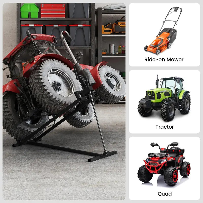 880-Pound Capacity Folding Lawn Mower Lift with Manual Handle and Adjustable Height