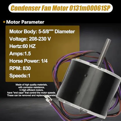 1/4 HP Condenser Fan Motor  Replaces Goodman 0131M00061SP, YDK-180S84062-01 | Zongshan Broad-Ocean 830 RPM 208/230V