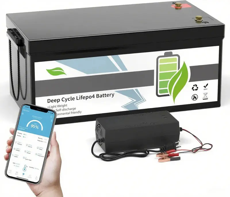 12V 100Ah LiFePO4 Deep Cycle Battery  Integrated 100A BMS, Low-Temp Protection, Optimized for RVs, Boats & Off-Grid Solar