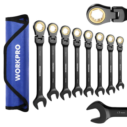 WORKPRO 8-Piece Anti-Slip Flex-Head Ratcheting Wrench Set