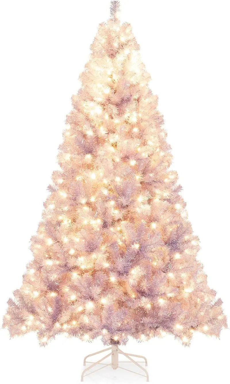 6-Foot or 7.5-Foot Pre-Lit Tinsel Christmas Tree with Warm White LED Illumination