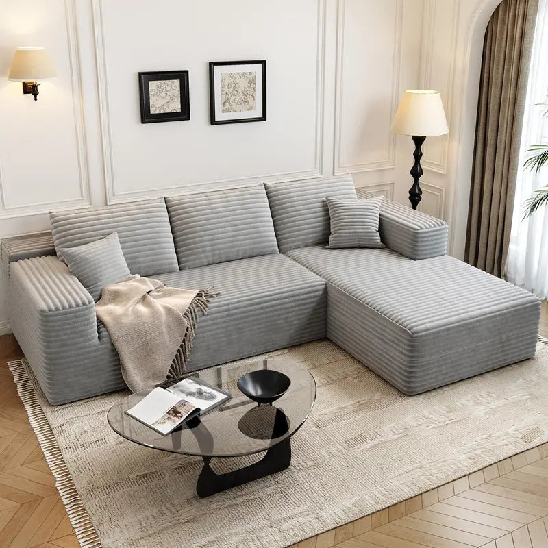 Cloud Modular L-Shaped Sectional Sofa  107.5-Inch Modern Minimalist Upholstered Couch with Chaise