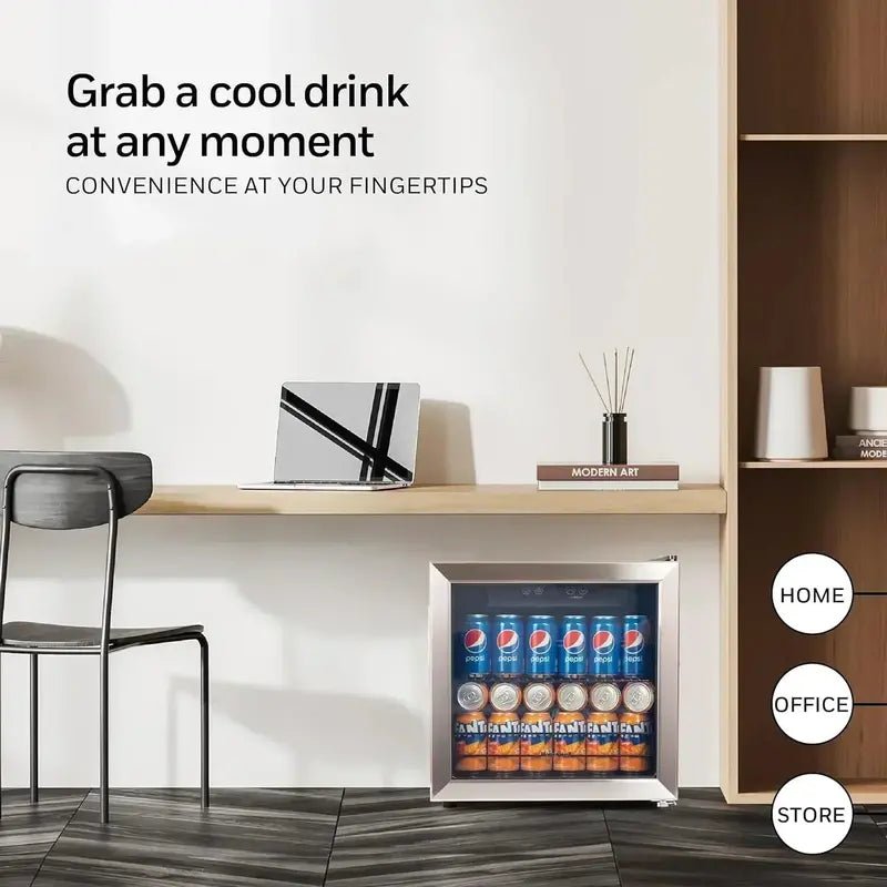 Honeywell 115-Can Beverage Cooler with Tempered Glass Door  Compact Mini Fridge for Soda, Beer, or Wine