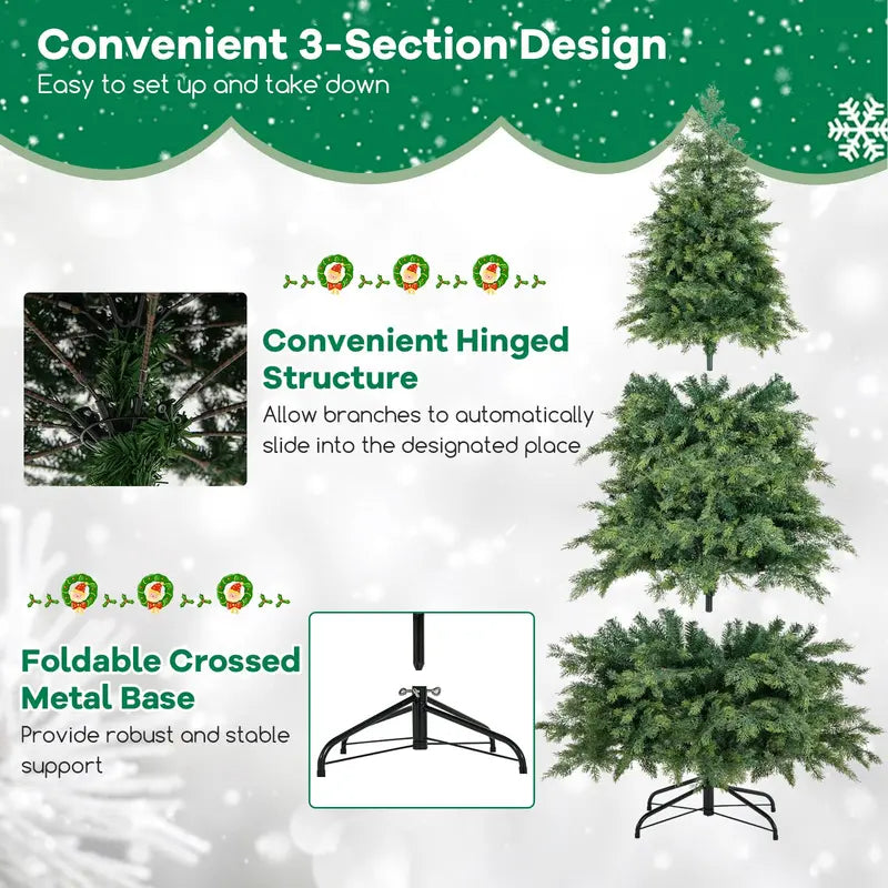 6-Foot Pre-Lit Artificial Christmas Tree Featuring 300 Dual-Color LEDs, 11 Lighting Modes & Remote Control