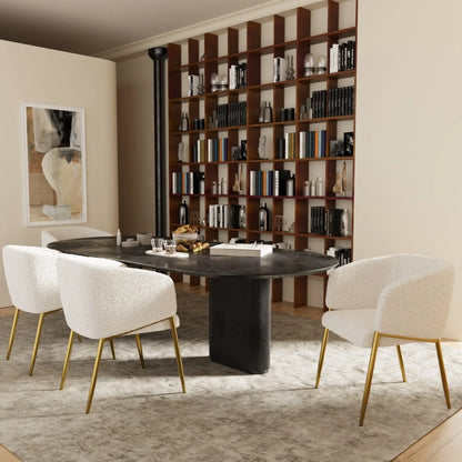 Fauteuil de salle   manger bouclette blanche Basile