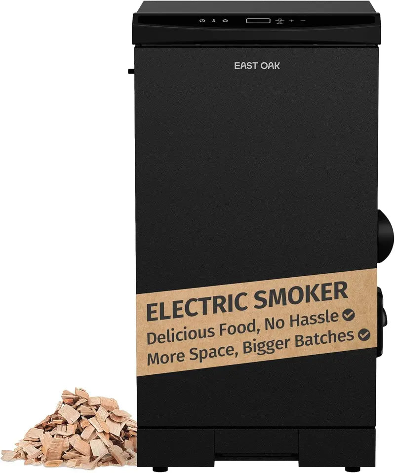 EAST OAK 30-Inch Electric Smoker  Built-in Meat Probe, Side Loader, Extended 6-Hour Smoke Cycle
