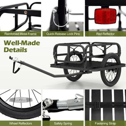 Heavy-Duty Universal Bike Cargo Trailer with 16-Inch All-Terrain Tires and Secure Hitch