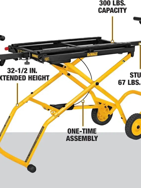 DEWALT DWX726 Rolling Miter Saw Stand, Yellow, Portable with Wheels
