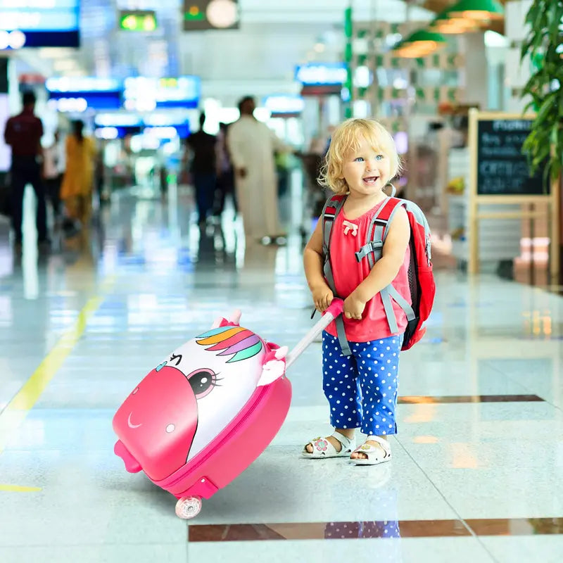 16-Inch Kids Carry-On Luggage with LED Light-Up Wheels & Waterproof Hard Shell