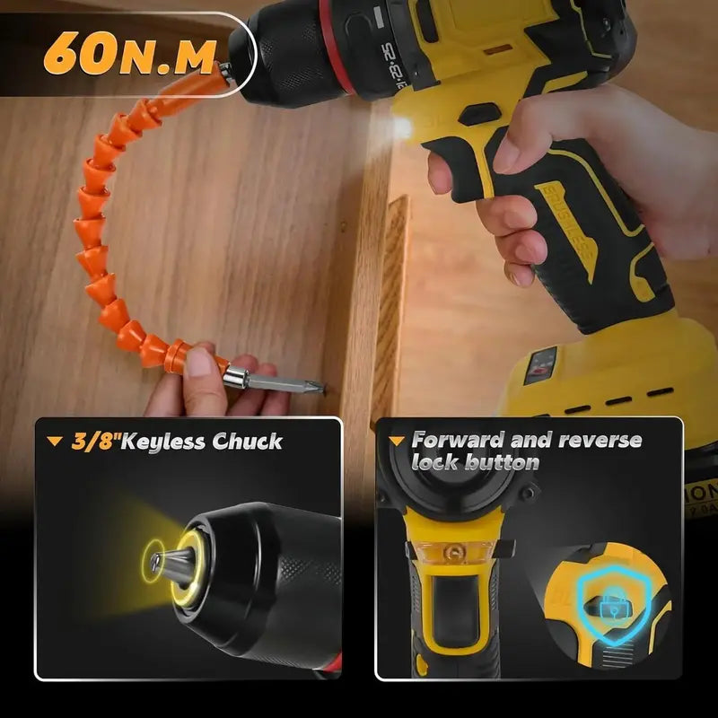 20V Brushless Cordless Drill Driver  Dewalt Battery Compatible, Two-Speed Control