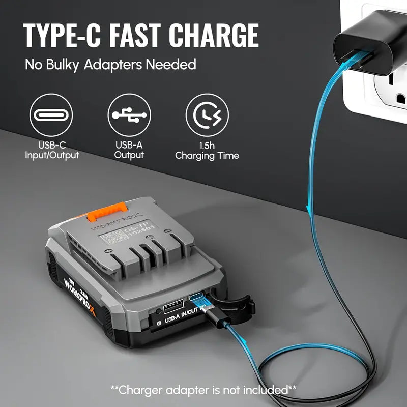 WORKPROX 20V 2.0Ah Lithium-Ion Replacement Battery Pack for Power Tools