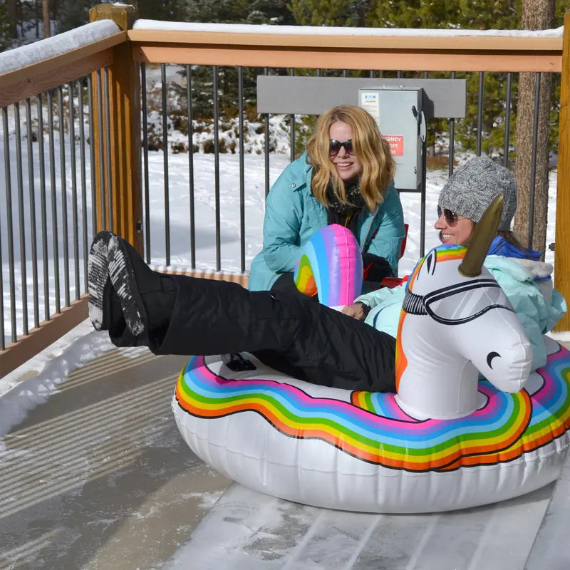 GoFloats Winter Snow Tube  Unicorn  The Ultimate Sled & Toboggan