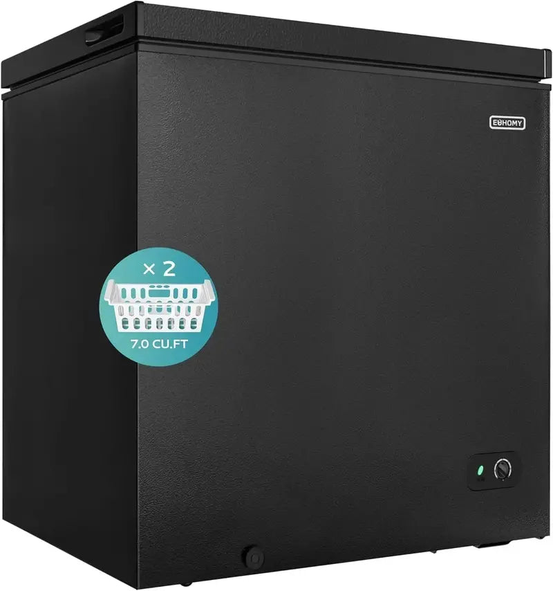 EUHOMY 3.5 Cu Ft Compact Chest Freezer with Removable Basket & 7-Level Thermostat