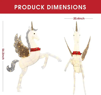 CiniQy Lighted Christmas Pegasus, 4.7FT Outdoor Decoration with 140 Warm White LEDs, Weatherproof for Indoor/Outdoor Use