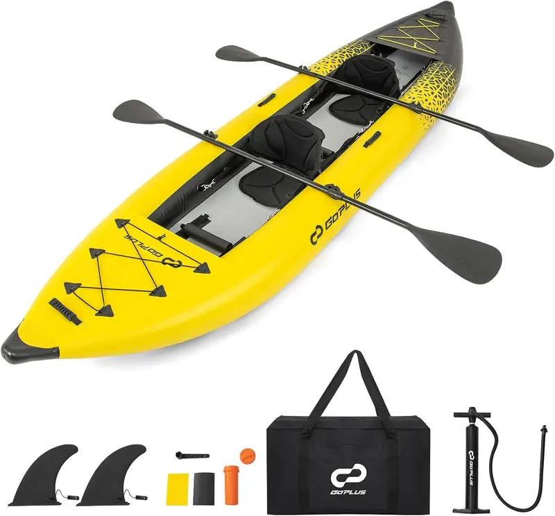 12.5-Foot Inflatable Tandem Kayak for One or Two Riders  507-Pound Weight Capacity with Full Accessory Kit & Portable Carry Bag