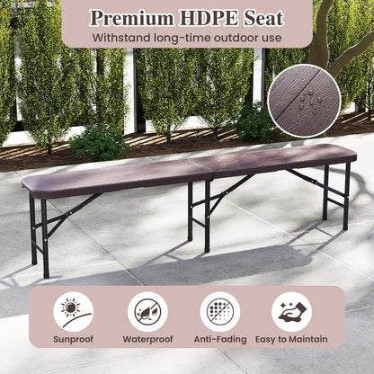 6-Foot Commercial-Grade Folding Bench  High-Strength Plastic Seat for Indoor/Outdoor Use