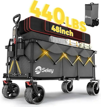 Sekey 48¡å Extended Folding Travel Cart  440 lb Load Rating, Multi-Use Garden &amp; Transport Solution