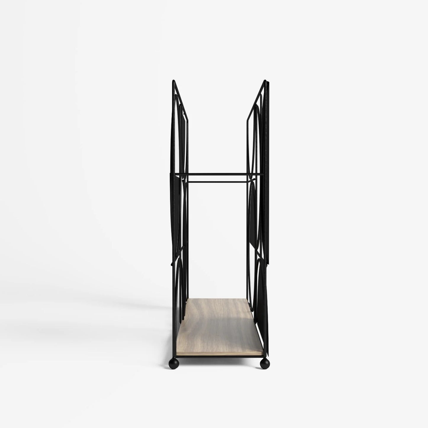 Porte-revues en bois et métal noir