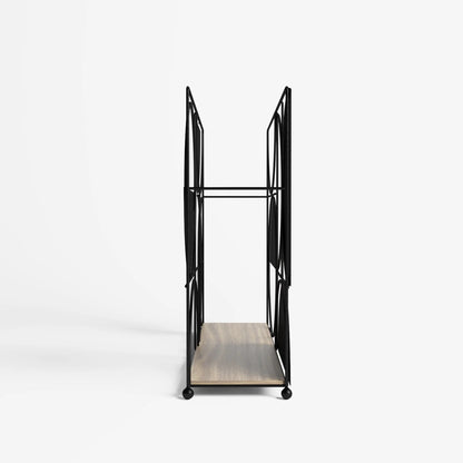 Porte-revues en bois et métal noir