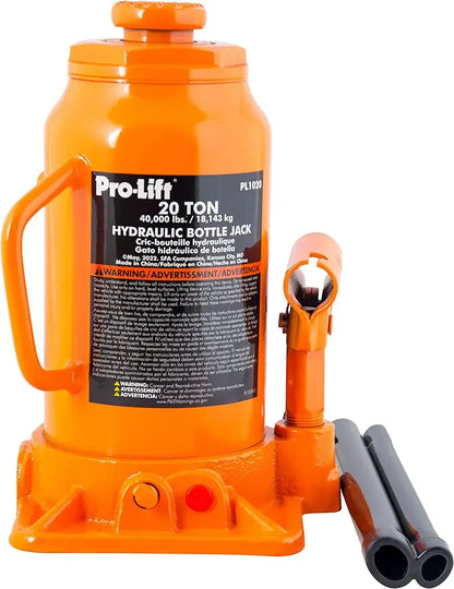 20-Ton Hydraulic Bottle Jack  Heavy-Duty 40,000-Lb Capacity Car Lift with Ergonomic Pump Handle