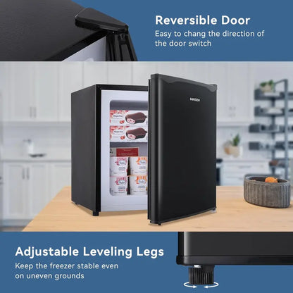 BANGSON Upright Freezer with Removable Interior Shelf  Compact Black Frost-Free Storage