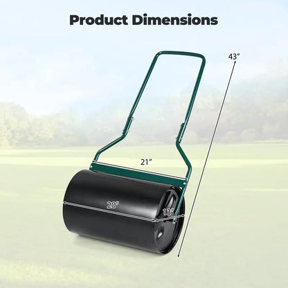 12-Gallon Lawn Roller  Water- or Sand-Filled Drum with U-Handle for Smooth Soil Compaction