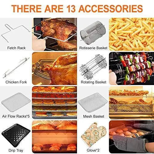 20-Quart 10-in-1 Air Fryer Toaster Oven  1800W Convection Oven with Rotisserie, Dehydrator, ETL Certified
