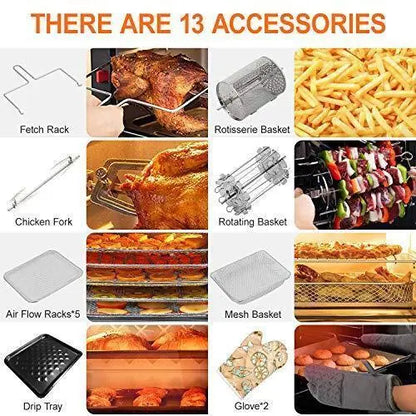 20-Quart 10-in-1 Air Fryer Toaster Oven  1800W Convection Oven with Rotisserie, Dehydrator, ETL Certified