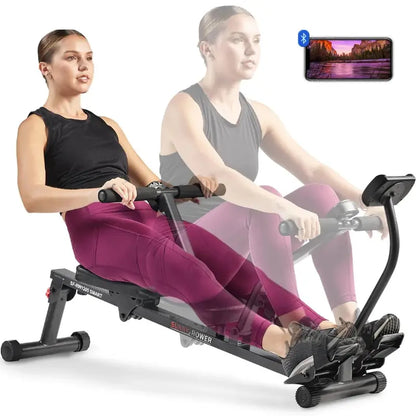 Sunny Health & Fitness SF-RW1205SMART Adjustable Hydraulic Rowing Machine with Bluetooth & Device Holder