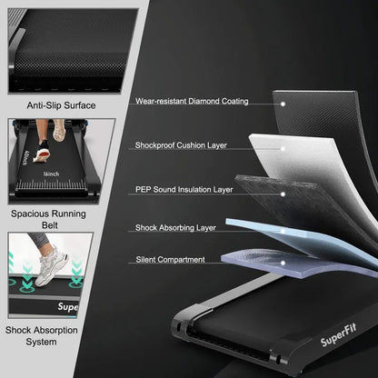 Portable Folding Electric Treadmill  Compact Superfit Treadmill for Small Spaces