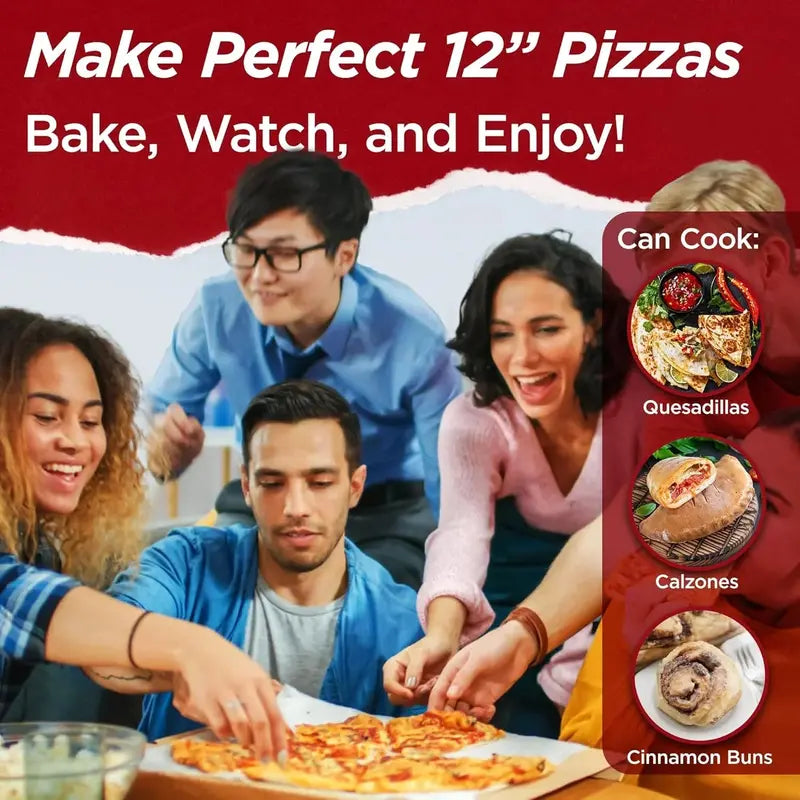 1200W Electric Pizza Oven  Ceramic Stone Baking, Viewing Window, Timer & Adjustable Temperature Control