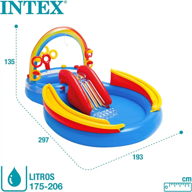 Intex Jungle Adventure Inflatable Play Center  96″ x 78″ x 28″ Kiddie Splash Pool with Water Slide for Toddlers & Backyard Fun