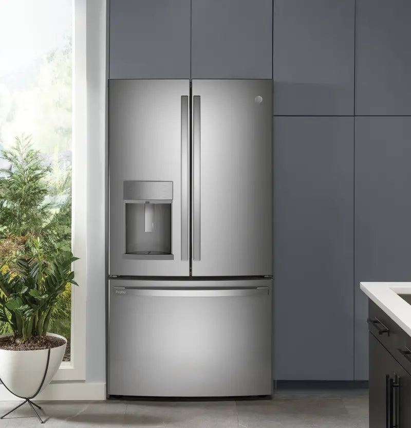 GE Profile ENERGY STAR French-Door Refrigerator | 27.7 Cu. Ft. Fingerprint-Resistant Counter-Depth Model with Advanced Cooling & Smart Features