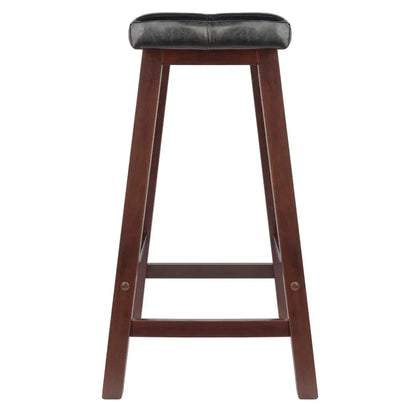 Winsome Wood Mona Cushion Saddle Seat Counter Stool, Black and Walnut
