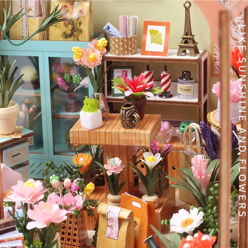 Jenny’s Greenhouse DIY Miniature Dollhouse Kit  Wooden Flowerhouse Toy for Kids