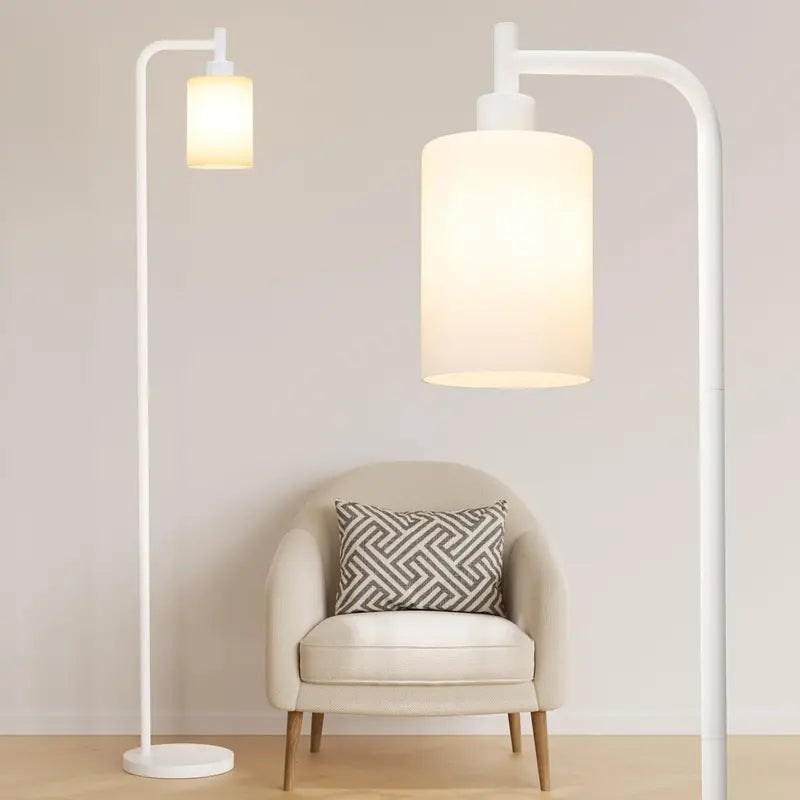 Minimalist Black Floor Lamp with Glass Shade & Integrated LED